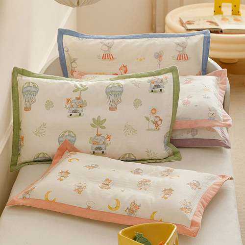 A类全棉双层纱布儿童枕套 纯棉宝宝小枕头套 吸汗透气 乳胶枕枕套