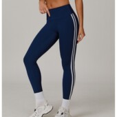 透气紧身运动休闲裤 显瘦瑜伽裤 高腰提臀修身 女士侧边条纹健身长裤