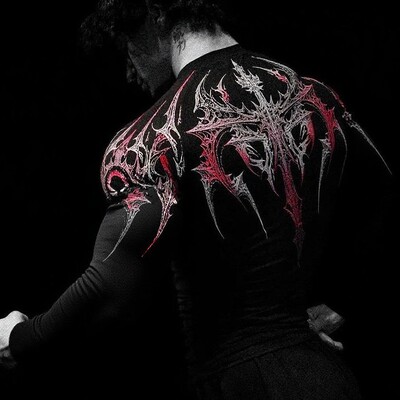 Breathedivinity美式毒液战斧长袖美式运动健身男T桖速干弹力紧身