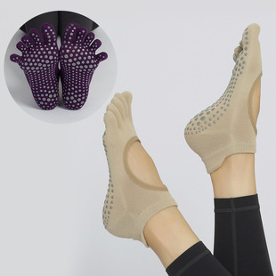 新品点胶防滑五指瑜伽袜普拉提袜棉袜保暖跳操健身运动袜