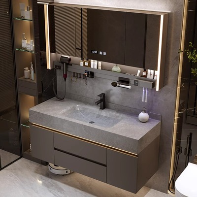 岩板热弯一体盆柜组合