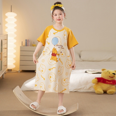 儿童纯棉连衣裙睡衣小熊维尼母女