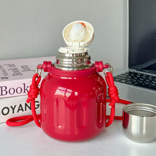 大红色南瓜保温杯大容量提手便携外出直饮茶杯子316不锈钢水杯