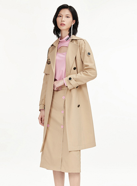 canto motto雾道 2023春季新款时尚气质双面腰带中长款风衣外套女