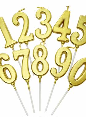 镀金金色数字生日蜡烛