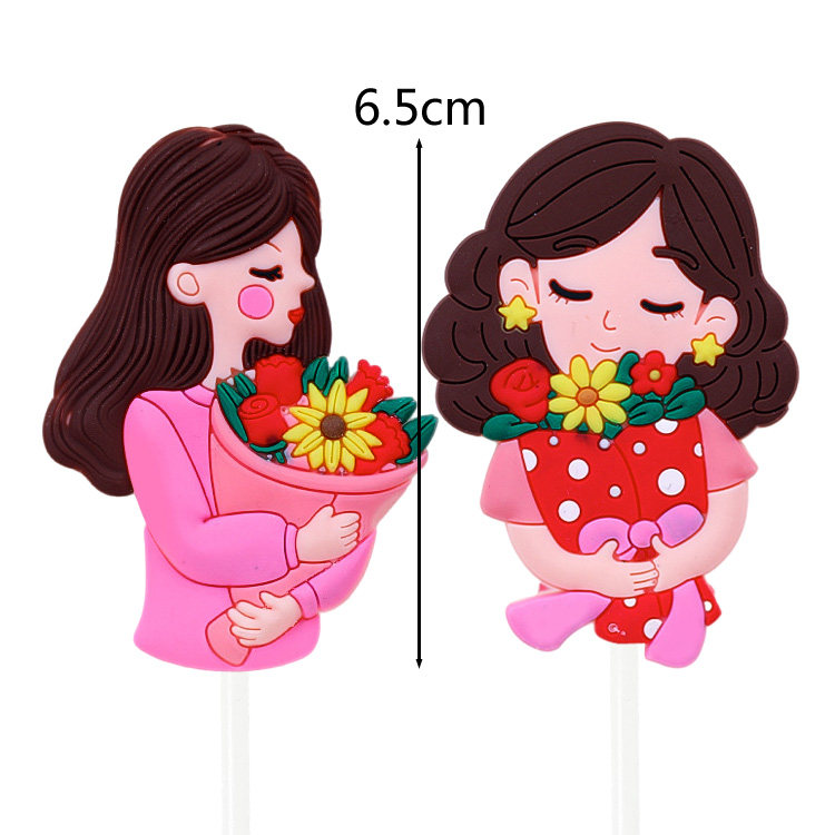 软胶母亲节三八节蛋糕装饰插件插牌 鲜花女士妈妈生日烘焙装扮用,节庆用品/礼品,节日装扮用品,淘宝优惠券,粉丝福利购,淘宝优惠卷