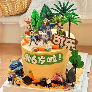 疯狂动物卡通蛋糕装饰摆件儿童生日烘焙装扮公仔兔子朱迪警官闪电