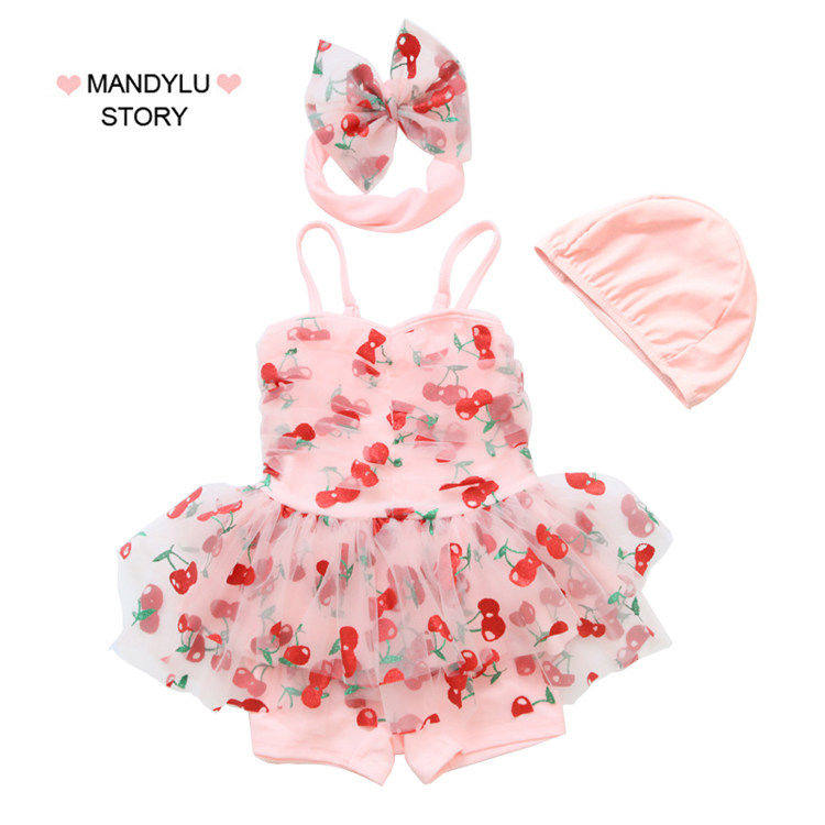 儿童泳衣女童公主2025新款女童泳衣裙式分体连体走秀洋气宝宝泳衣