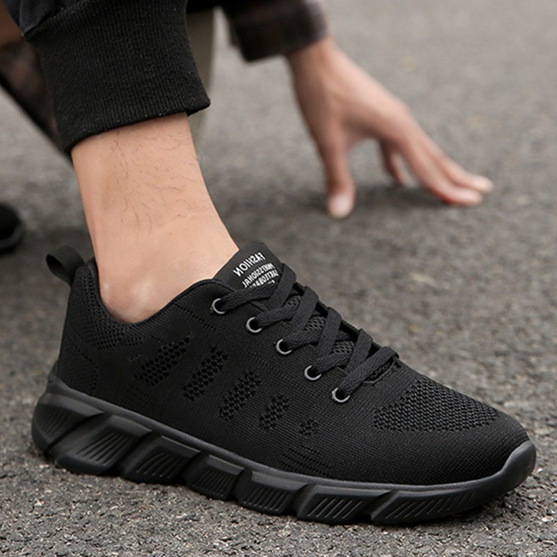 品牌春秋款男鞋2025新款夏季透气网面运动休闲鞋男跑鞋黑色工作鞋,流行男鞋,单鞋,淘宝优惠券,粉丝福利购,淘宝优惠卷