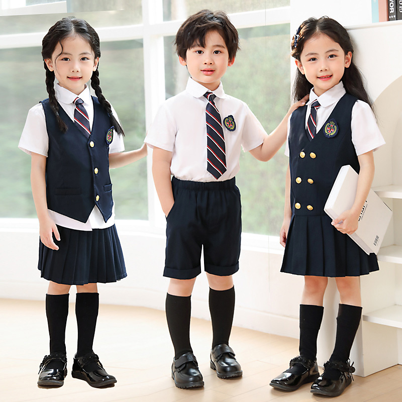 幼儿园园服夏装儿童班服套装小学生短袖校服合唱服毕业照演出服装