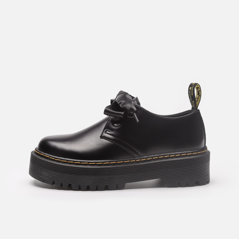 深口系带短靴真皮马丁鞋2孔