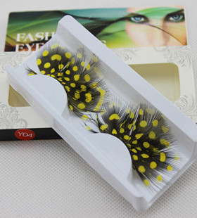 Y04黄色圆点羽毛彩色假睫毛 造型个性彩妆舞台表演夜店