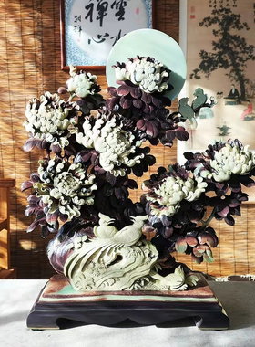 宗正堂紫袍玉牡丹雕刻摆件