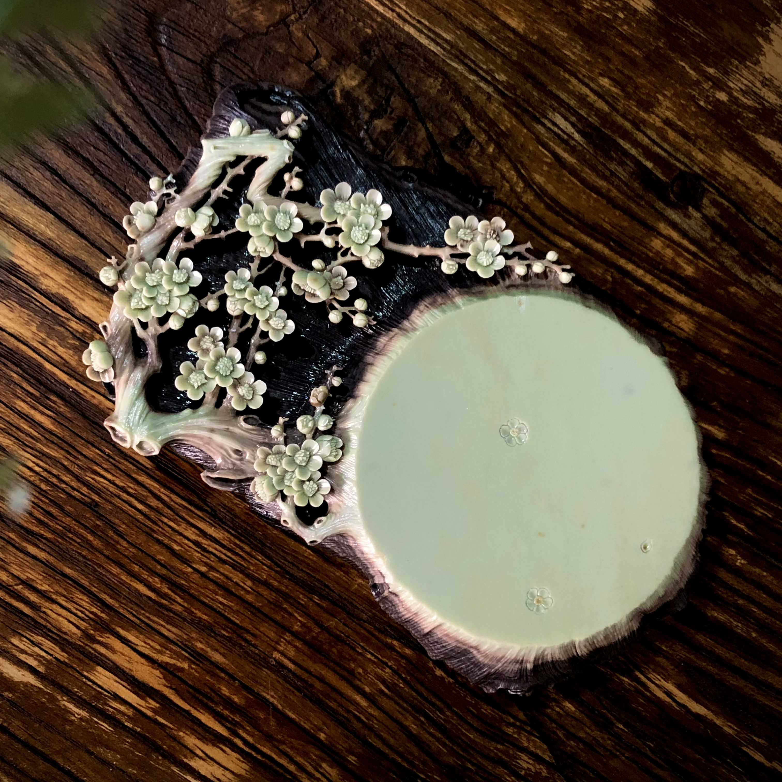 润霖宗正堂天然紫袍玉带石梅花壶承茶托石头茶台老料玉雕精致茶盘