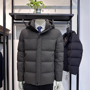 厚款白鸭绒可脱卸帽子25年冬季新品商务休闲黑色男士羽绒服铭盛缘