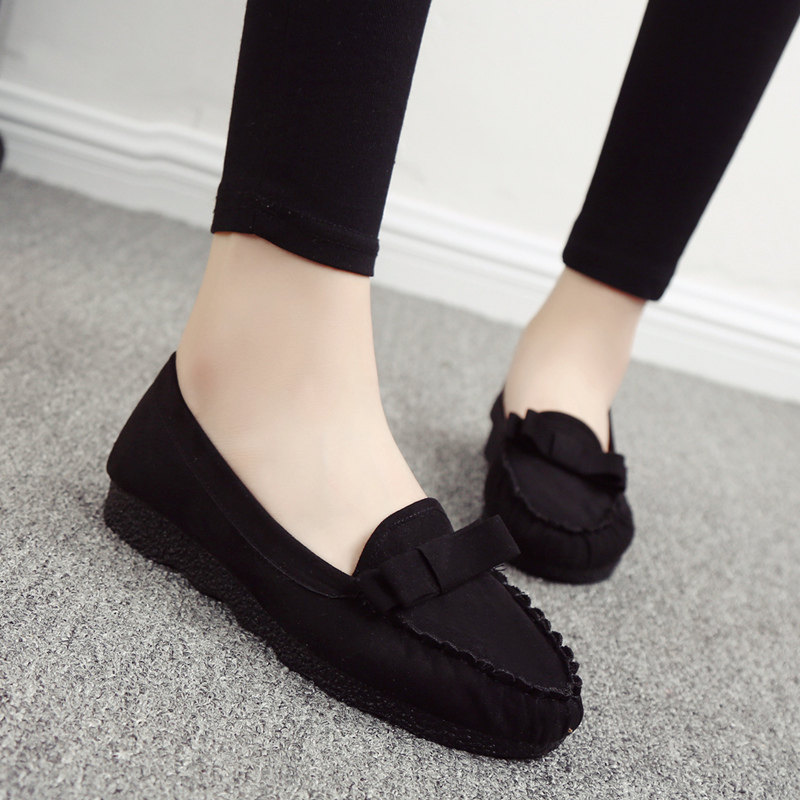 春秋老北京布鞋女鞋浅口豆豆鞋软底舒适孕妇鞋平底工作鞋休闲单鞋