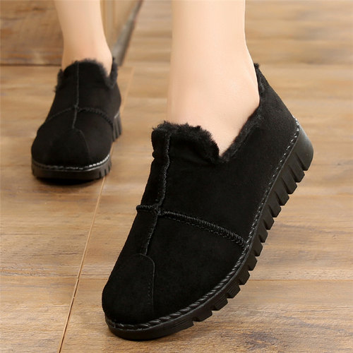 秋冬季豆豆加绒黑色老北京布鞋