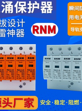 防雷浪涌保护器避雷器2P 220V 40kA二级家用电涌开关光伏4P 380V