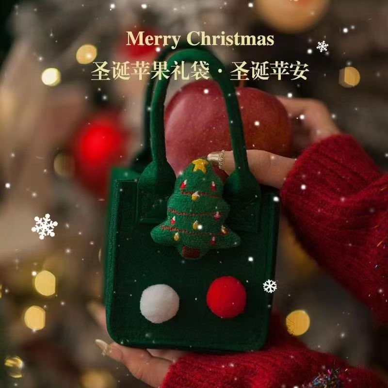 圣诞节礼物平安夜苹果盒子包装礼盒空盒卡通平安果圣诞苹果袋现货