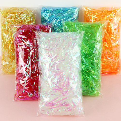 水果礼盒装饰填充拉菲草幻彩丝