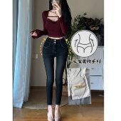 牛仔小脚裤 自带丰胯垫 上身漫画腰即视感韩系弹力显瘦秋冬新款