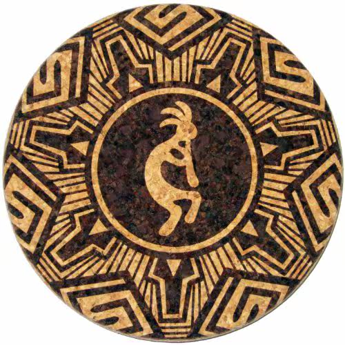 natural cork xl coasters kokopelli (6 inch, set o