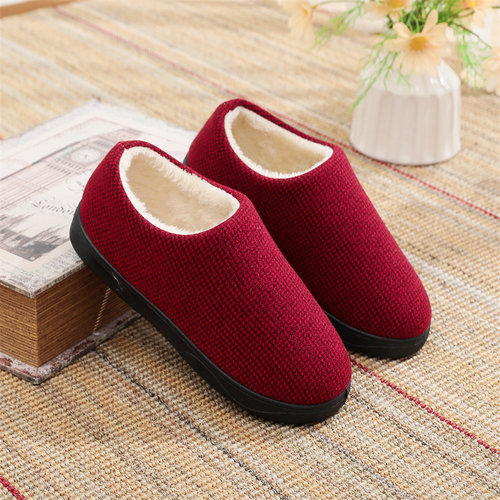 冬季居家老人棉拖鞋防滑厚底加绒保暖棉鞋家用毛拖鞋外穿包跟