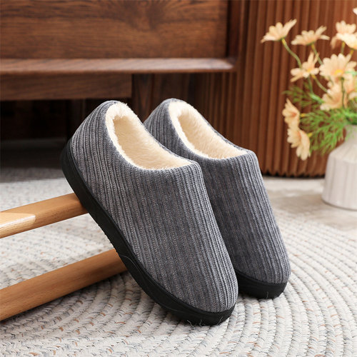 冬季居家老人棉拖鞋防滑厚底加绒保暖棉鞋家用毛拖鞋外穿包跟