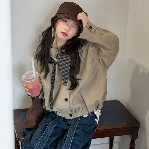 女大童春秋韩系短款风衣