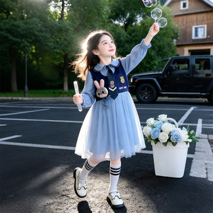 朱迪兔子警官马甲连衣裙套装女孩网纱公主裙洋气2026春装新款女童