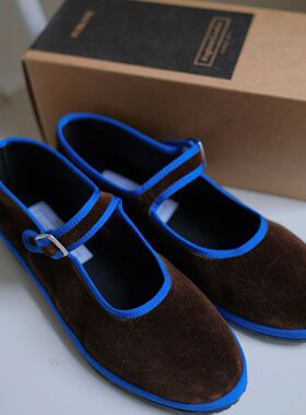 现货Drogheria Crivellini玛丽珍鞋法式复古平底浅口手工布鞋