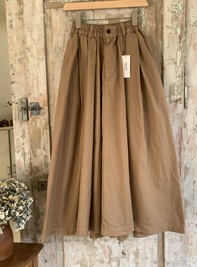 现货日本HARVESTY小众设计师品牌复古文艺时尚休闲卡其色半身裙