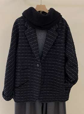 现货Shinyakozuka日本小众设计复古时尚休闲编织西装外套