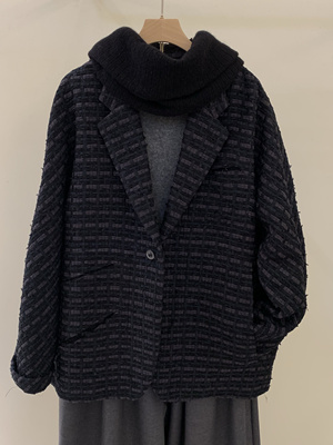 现货Shinyakozuka日本小众设计复古时尚休闲编织西装外套