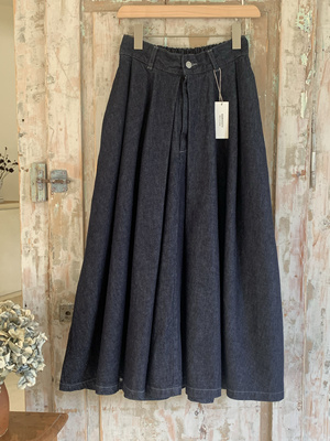 现货日本HARVESTY小众设计师品牌复古文艺时尚休闲藏青色牛仔半裙