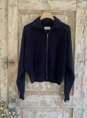 现货Scaglione意大利高端品牌时尚美利奴羊毛羊绒拉链开衫毛衣