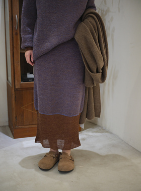 现货Jens日本小众设计复古文艺紫色半裙