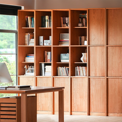 浮生记实木满墙组合书柜