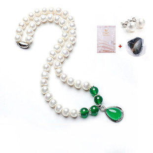 欧梵丽珍珠 10mm淡水珍珠项链强光白色 送妈妈婆婆礼物正品 女