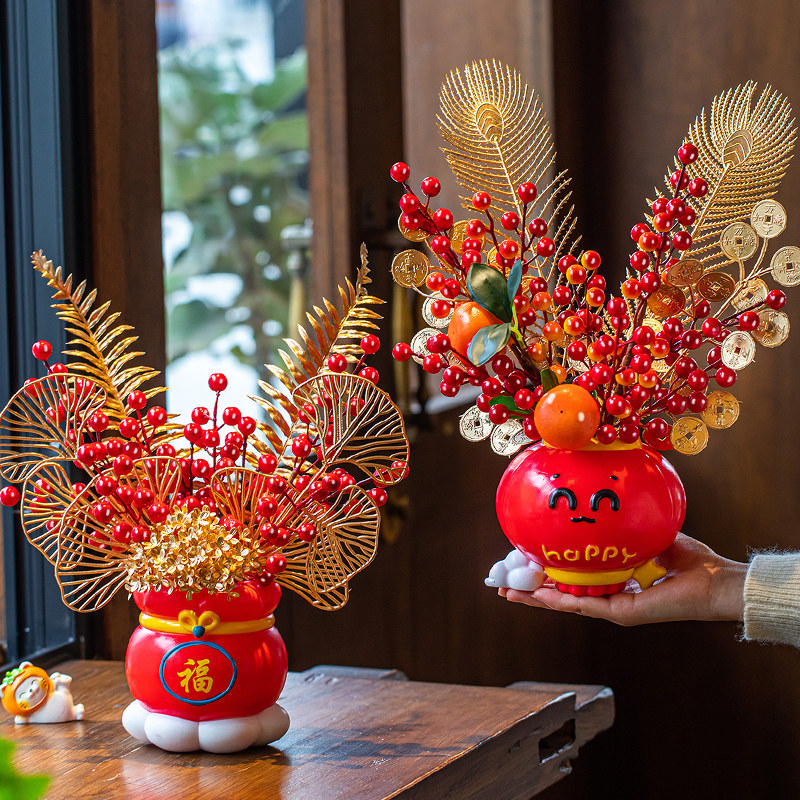 新年装饰2026马年新款发财红果福桶摆件客厅玄关过年春节布置用品,节庆用品/礼品,创意摆件,淘宝优惠券,粉丝福利购,淘宝优惠卷