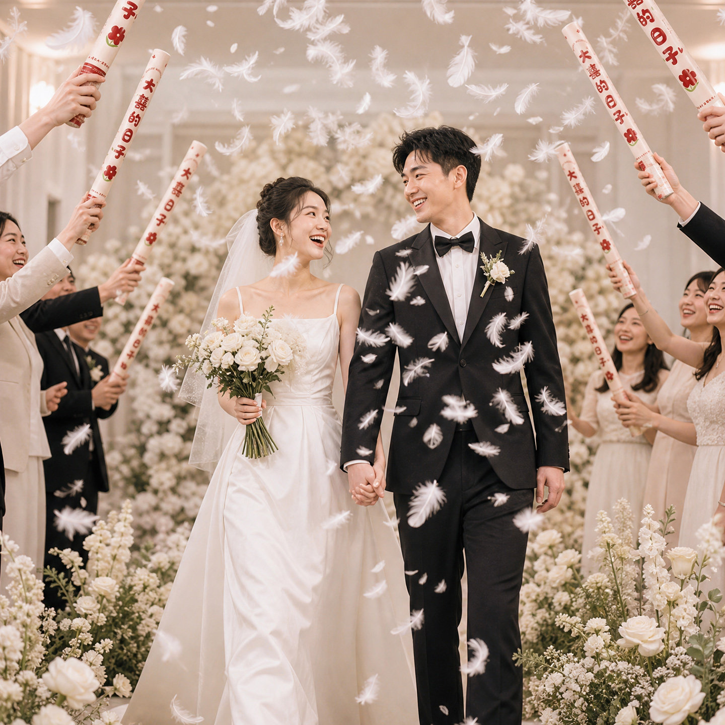 浪漫婚礼羽毛雨礼炮氛围结婚典礼图片