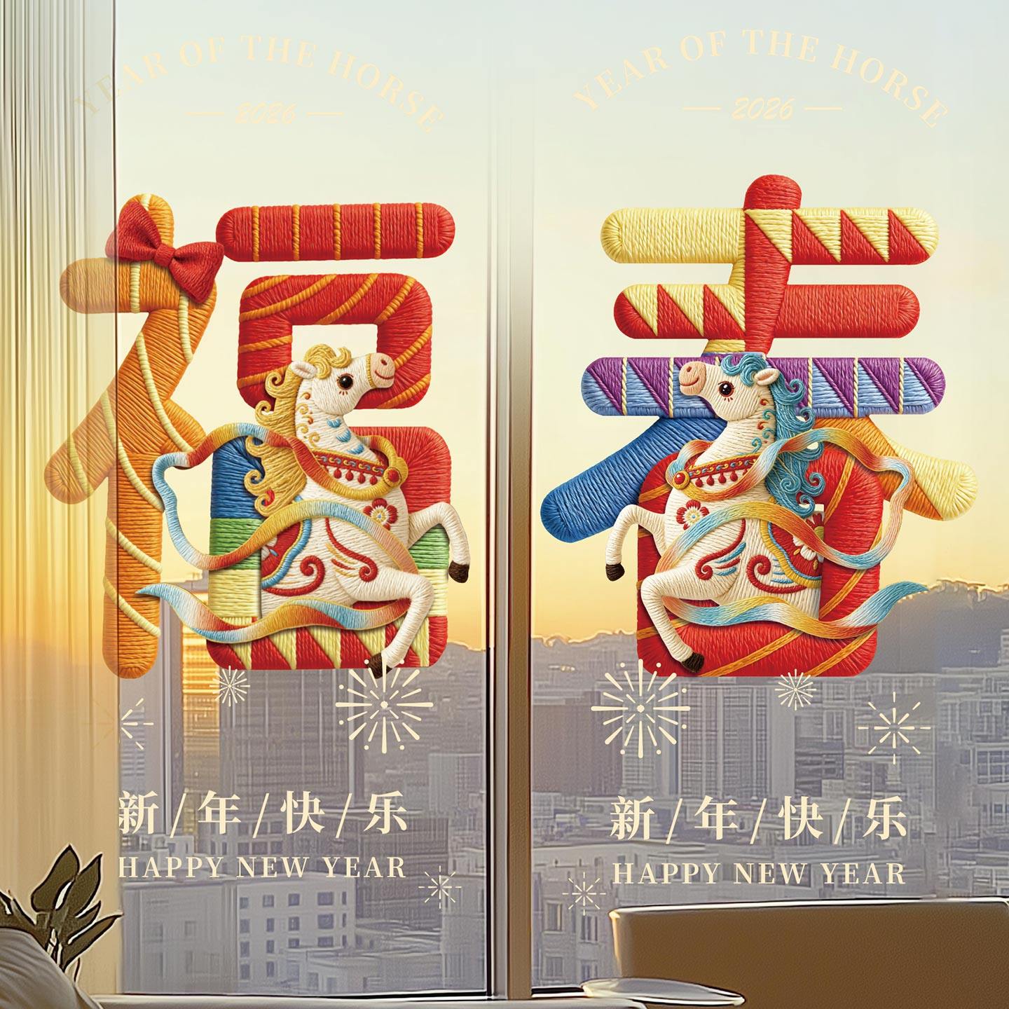 马年新款玻璃门静电贴2026春节福字窗花贴特效窗花过新年场景布置,节庆用品/礼品,福字/窗花/窗贴,淘宝优惠券,粉丝福利购,淘宝优惠卷