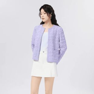 哥家商场同款2025春秋冬新款薄款小香风摇粒绒短外套女装1400512