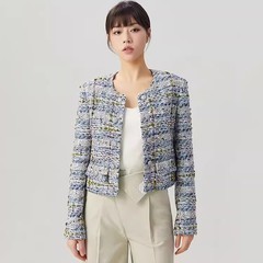 哥家商场同款2025秋冬新款精致粗花呢双排扣小香风短外套1400680