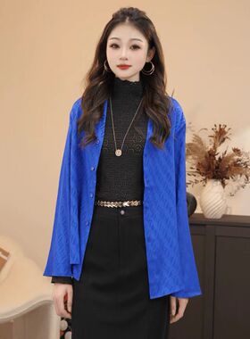 哥家商场同款26春夏高级感知性长袖衬衫时尚满印女上衣衬衣130002