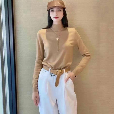 哥家商场同款2025秋冬新款半高领羊毛打底衫针织毛衣纯色5399404