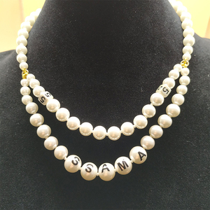 季阿玛施新颖字母珍珠数字项链短款锁骨链气质简约女装饰多层正品