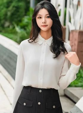 哥家商场同款2025四季款时尚青春轻职场气质简约长袖衬衫女130126