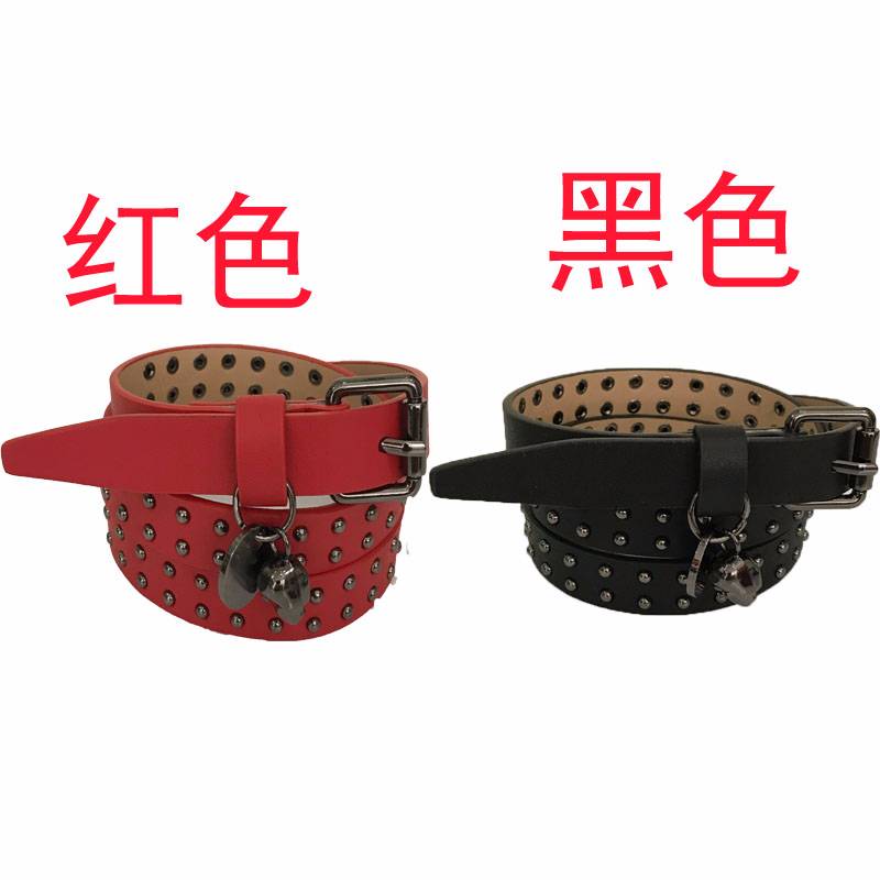 季阿玛施新颖女正品真皮皮带骷髅头铆钉连衣裙风衣衬衫腰带新款