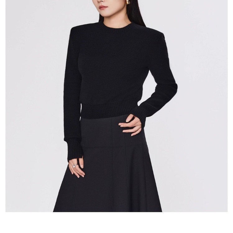 哥家商场同款2025秋冬季圆领垫肩套头长袖羊绒针织衫毛衣5399658,女装/女士精品,毛针织衫,淘宝优惠券,粉丝福利购,淘宝优惠卷